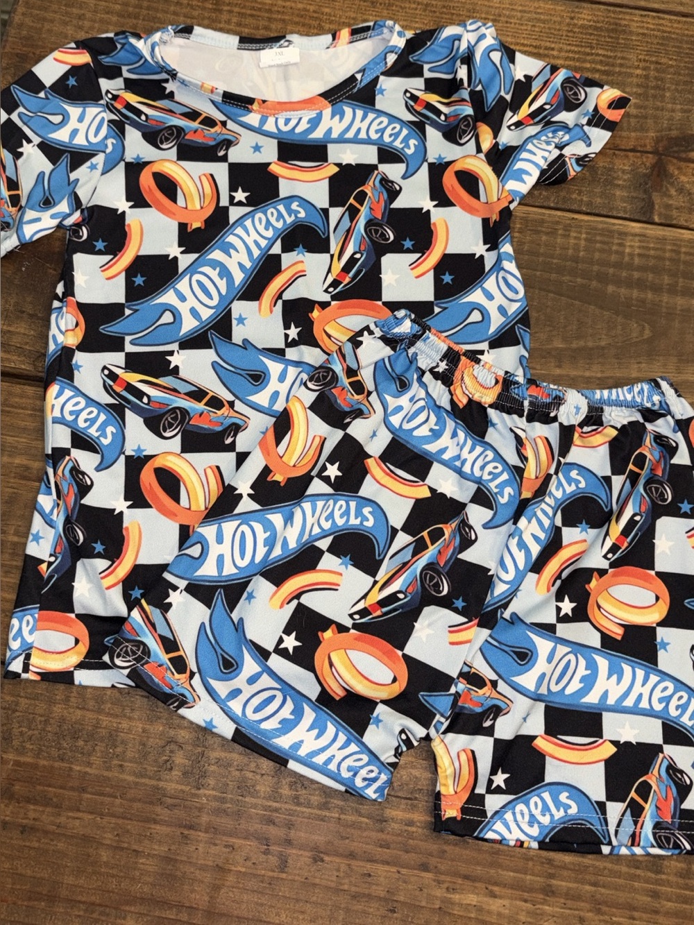 Kids Hot Wheels Pajama Set - Blue, Black, Orange